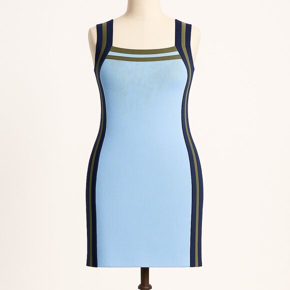 Maeve Anthropologie Sleeveless Sporty Stripe Mini Dress Size XL Blue Green NWT - Picture 1 of 12